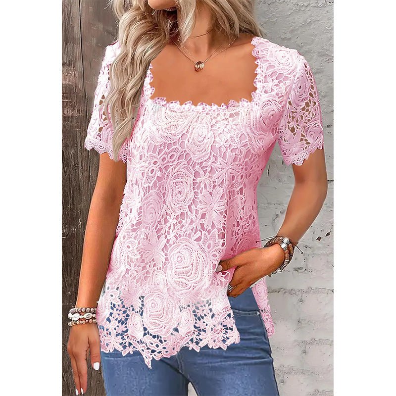 Rose Lace T-shirt Top For Women - Sophinity