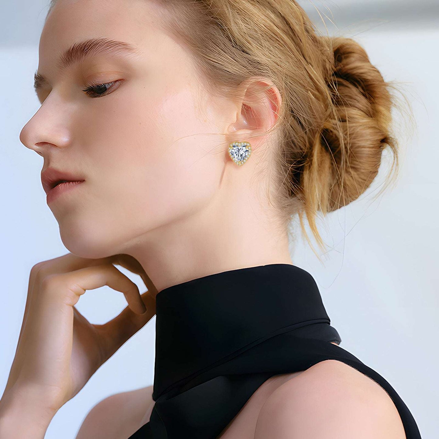 Loving Heart Zircon Stud Earrings Fashion Simple Copper Earrings Women - Sophinity