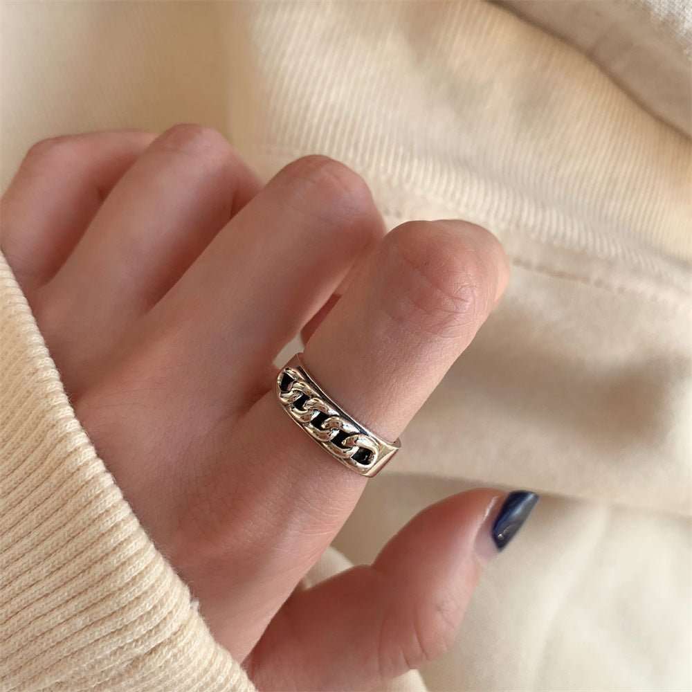 Retro S925 Sterling Silver Plain Ring For Women - Sophinity
