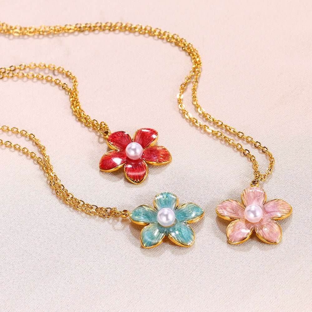 Colorful Oil Necklace Flower Pendant Necklace For Women - Sophinity