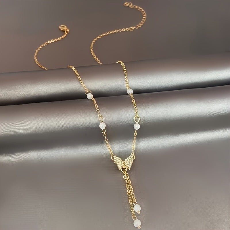 Fashion Personality Women Butterfly Pearl All - match Necklace - Sophinity
