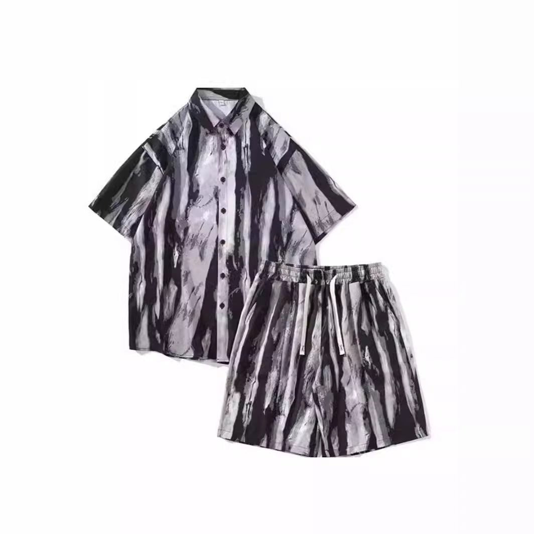 Casual Tie - dye Men's Loose Flower Shirt Suit - Sophinity