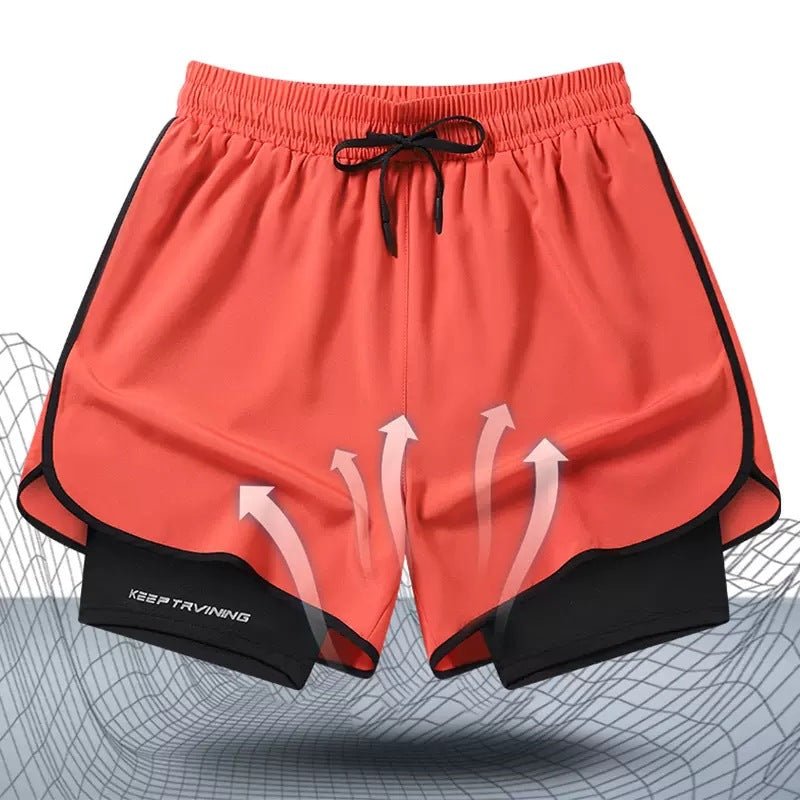Men's Marathon Track And Field Lining Fake Two Pieces Training Quick - drying Shorts - Sophinity