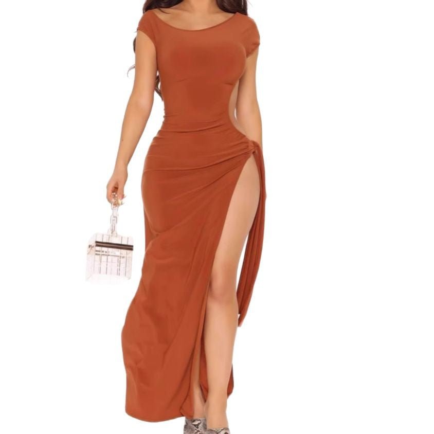 Women's Fashion Personality Bandage Short Sleeve Dress - Sophinity
