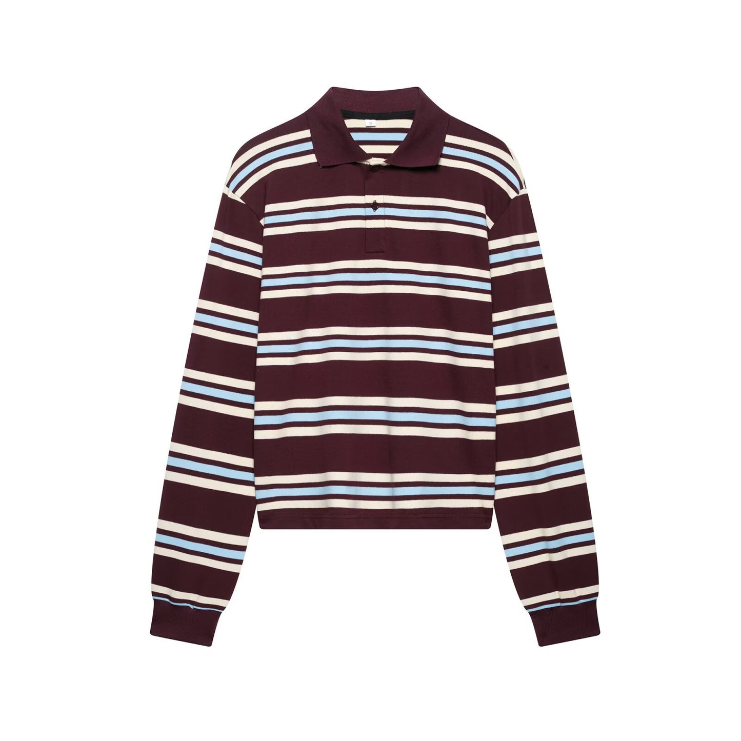 Spring New Women's Fashion Striped Polo Retro Long Sleeve Contrast Color Top - Sophinity