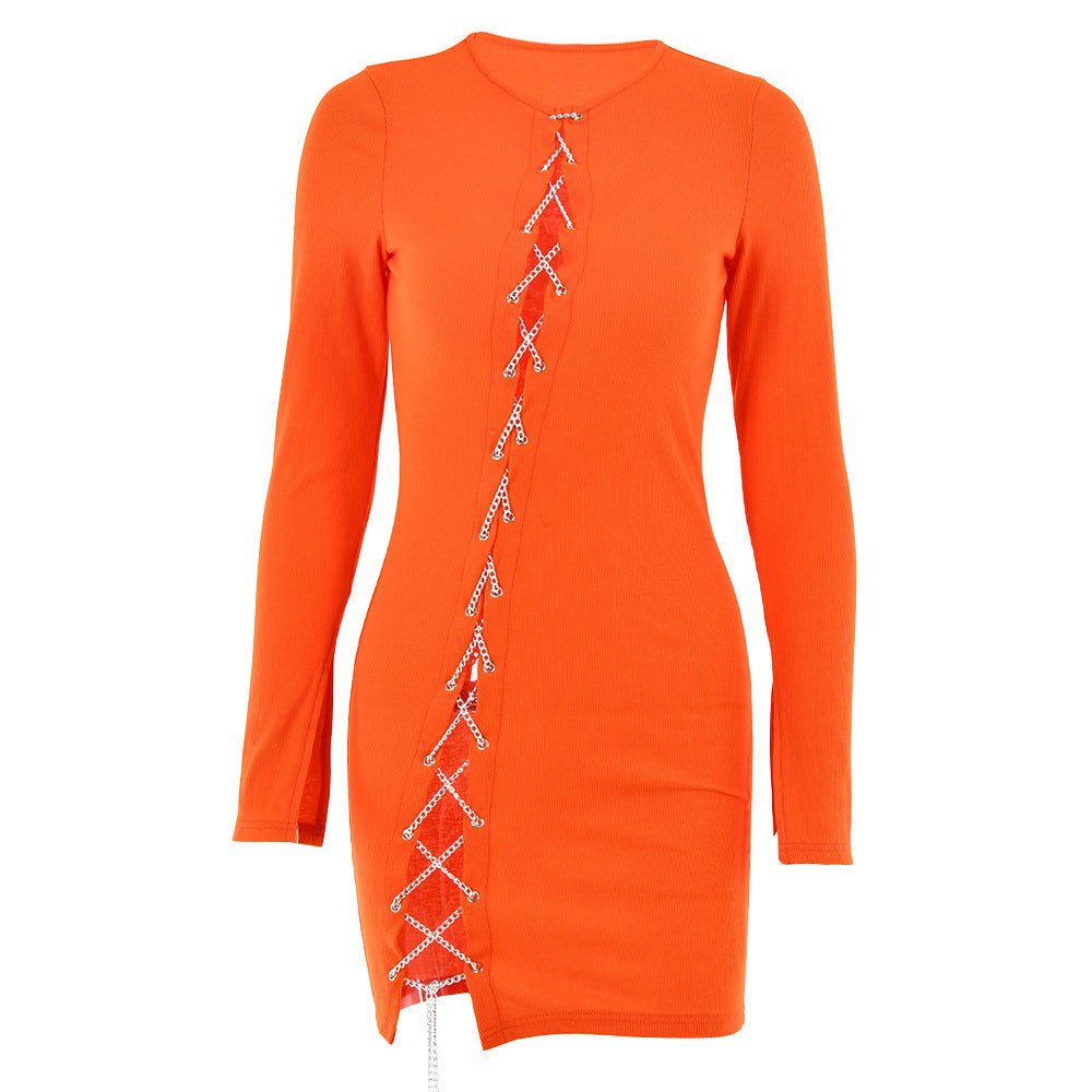Women's Chain Lace - up Cutout Sexy Dress - Sophinity