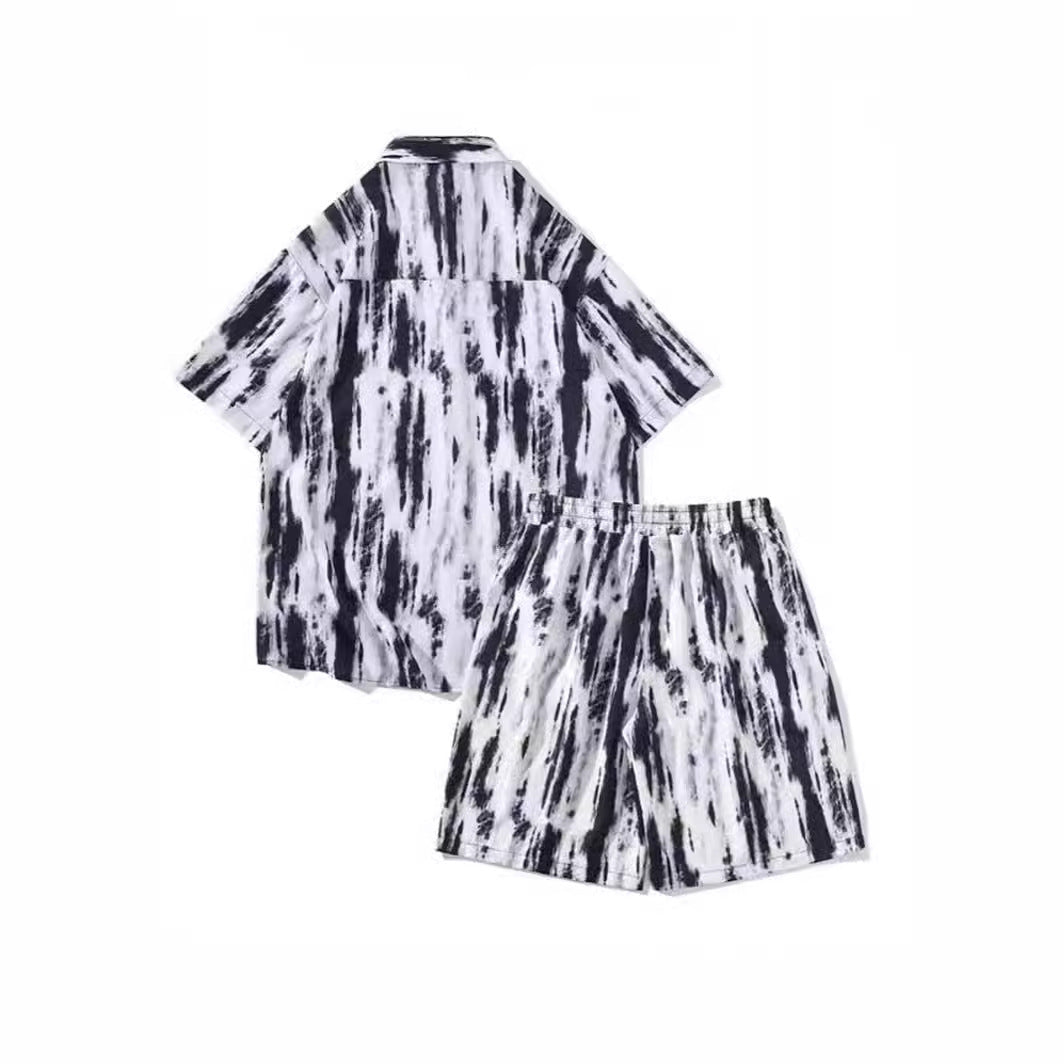 Casual Tie - dye Men's Loose Flower Shirt Suit - Sophinity