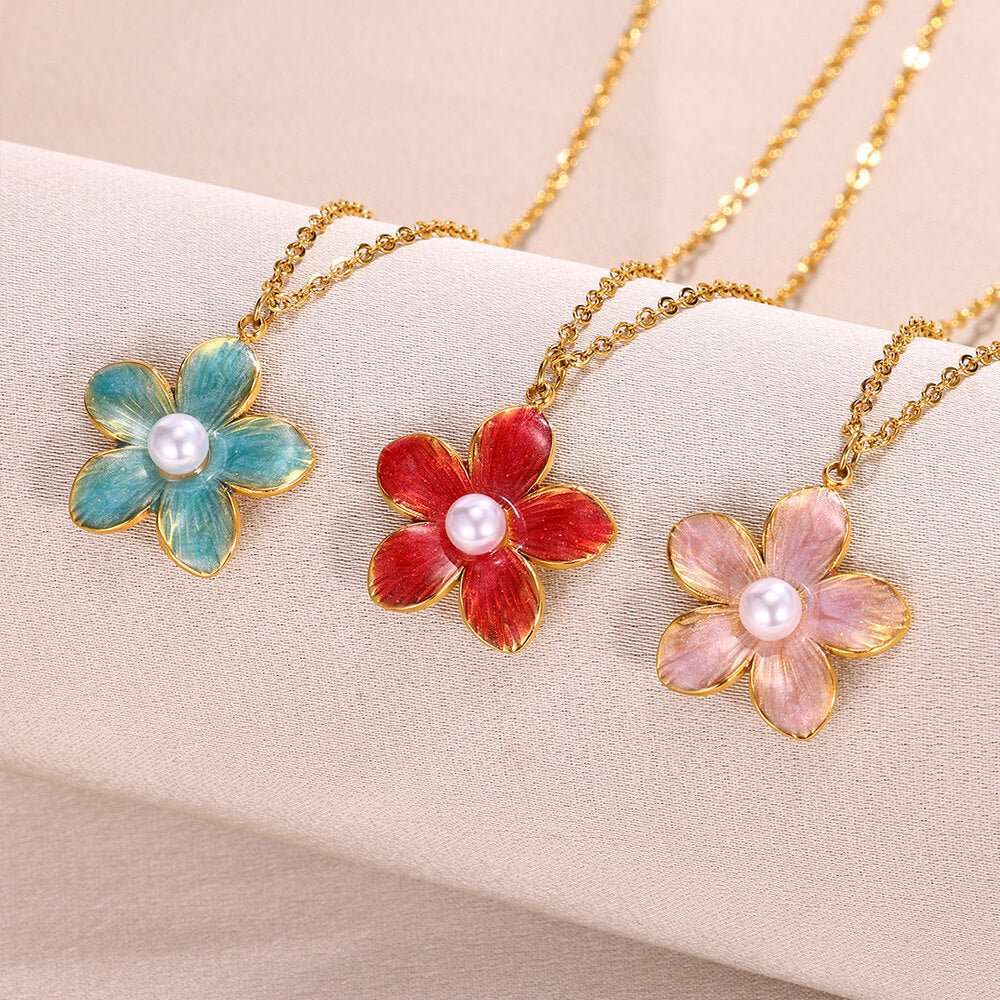 Colorful Oil Necklace Flower Pendant Necklace For Women - Sophinity