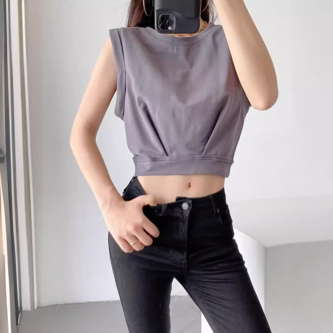Women's Loose Exercise Blouse I-shaped Round Neck Slim-fit Tank Top - Sophinity