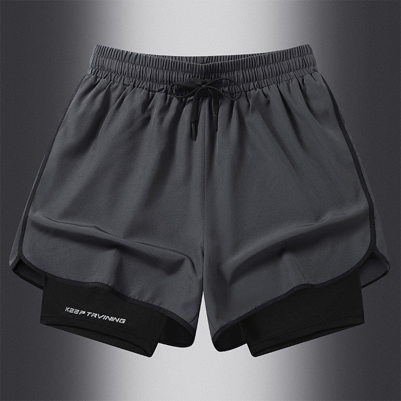 Men's Marathon Track And Field Lining Fake Two Pieces Training Quick - drying Shorts - Sophinity