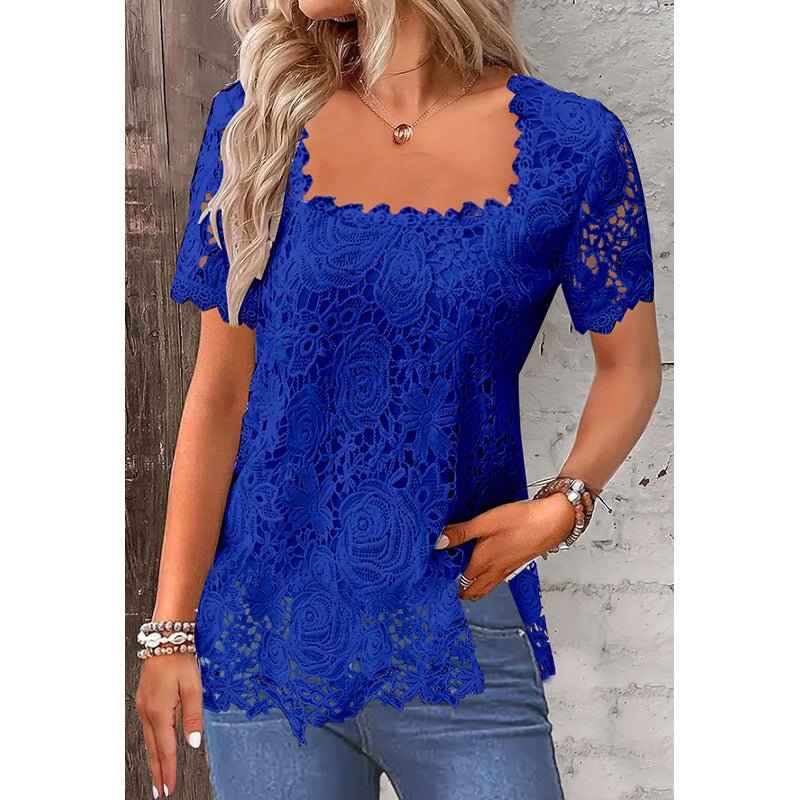 Rose Lace T-shirt Top For Women - Sophinity