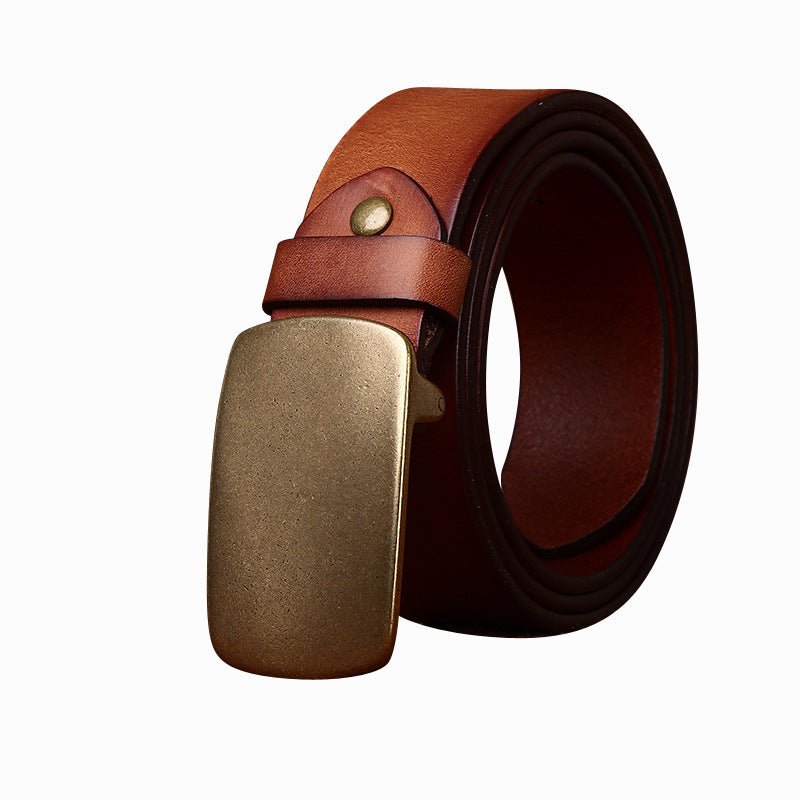 Wide Top Layer Smooth Buckle Retro Frosted Belt - Sophinity