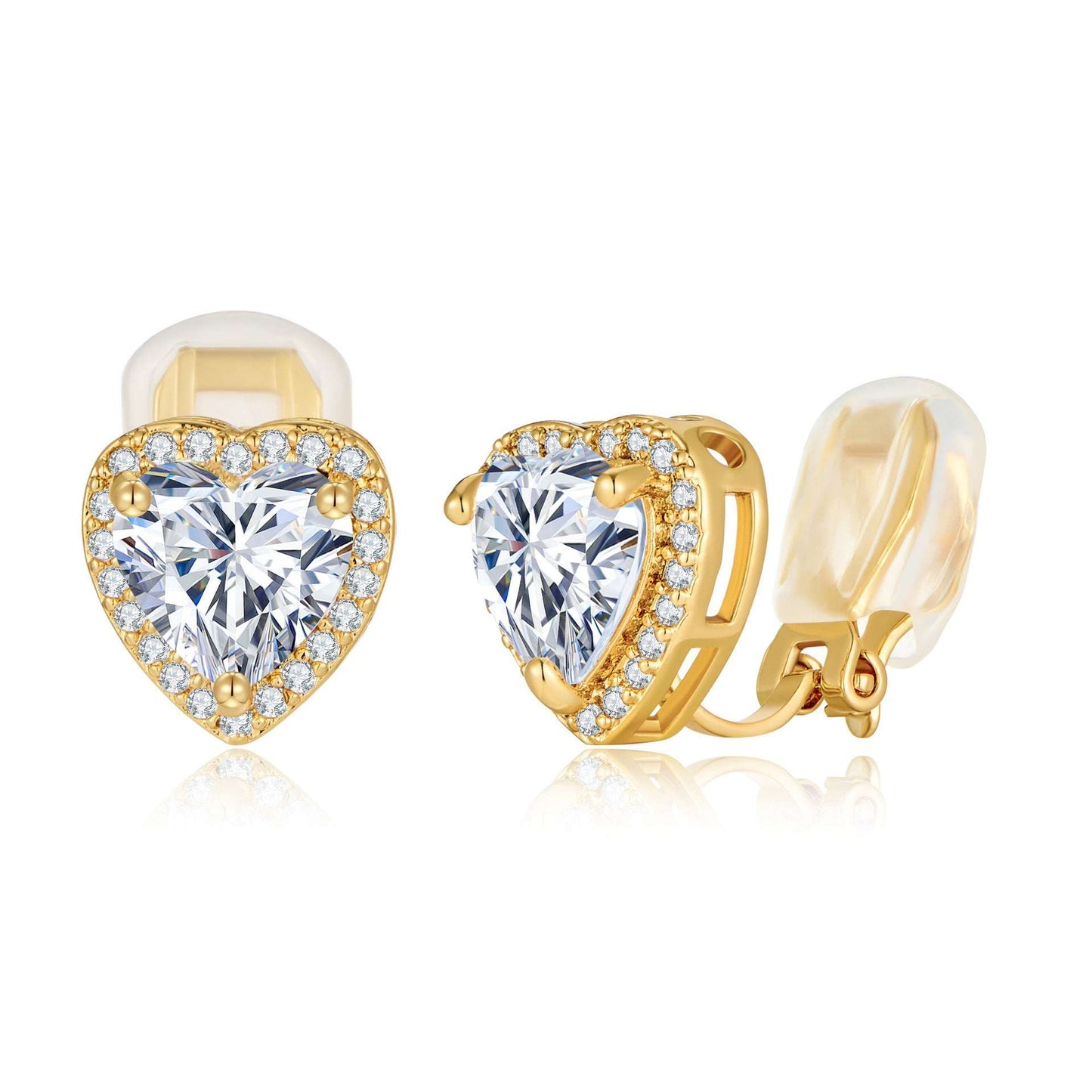 Loving Heart Zircon Stud Earrings Fashion Simple Copper Earrings Women - Sophinity
