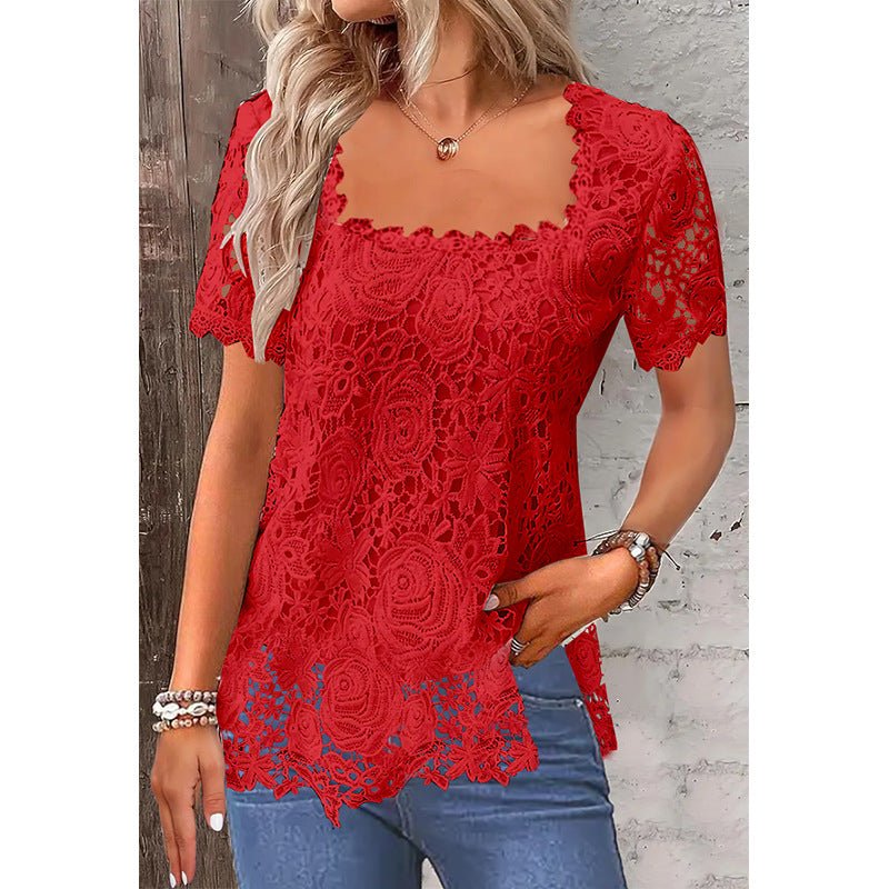 Rose Lace T-shirt Top For Women - Sophinity