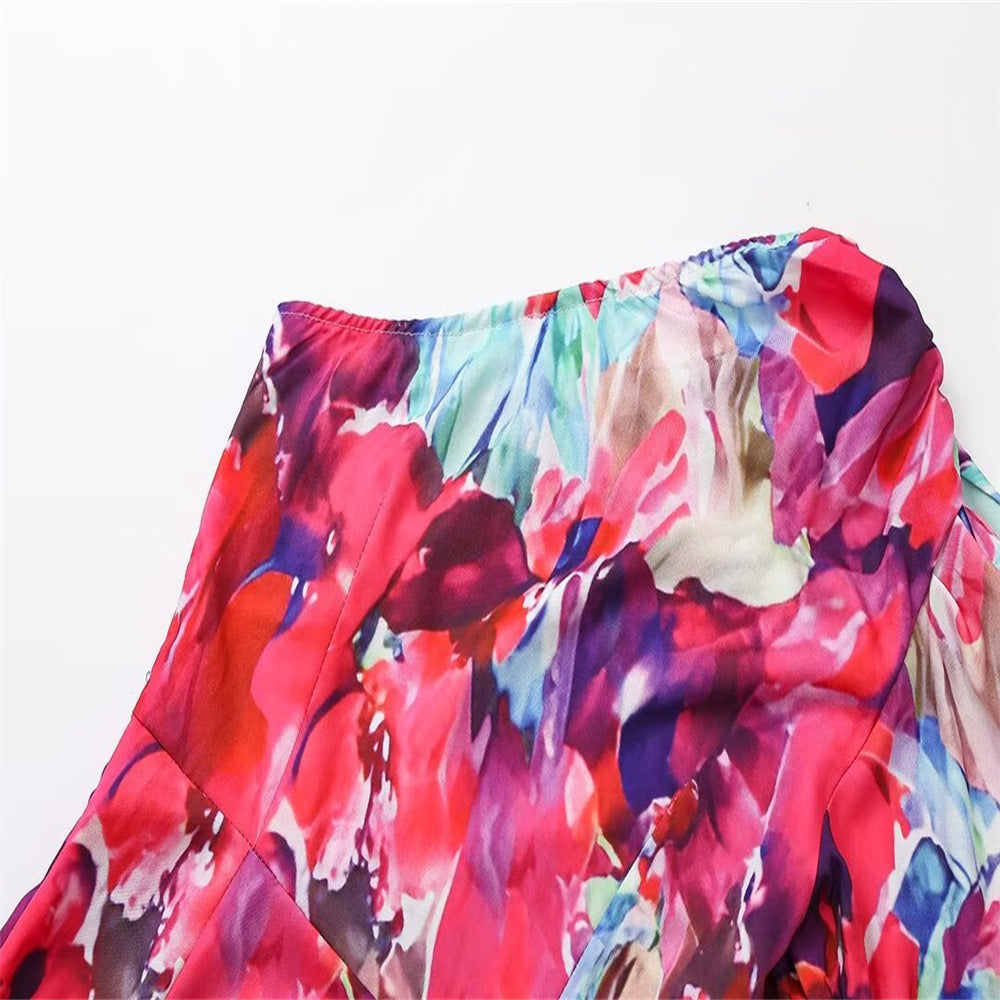 Women's Fashion French Asymmetric Short Sleeve Dress - Sophinity