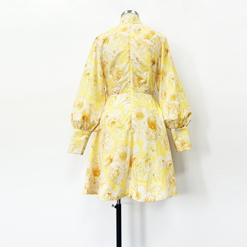 Belt Lantern Sleeve Holiday Swing Dress - Sophinity