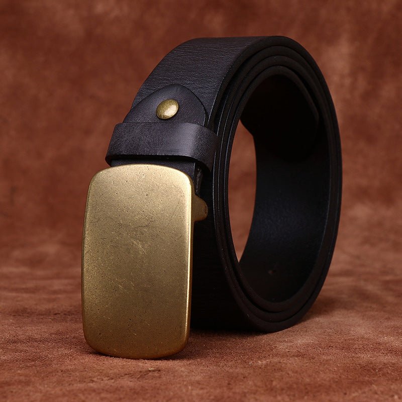 Wide Top Layer Smooth Buckle Retro Frosted Belt - Sophinity