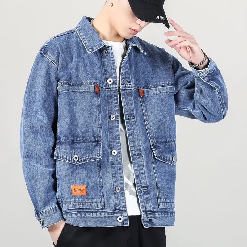 Fashion Smoky Gray Vintage Denim Jacket Men - Sophinity