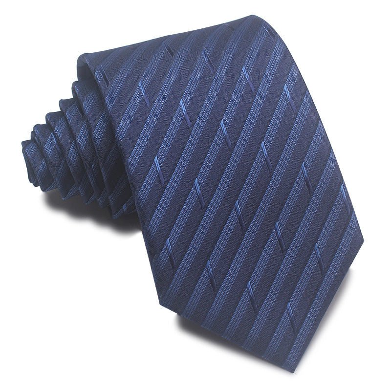 8CM Polyester Jacquard Striped Tie Men's Business Formal Red Black Blue - Sophinity