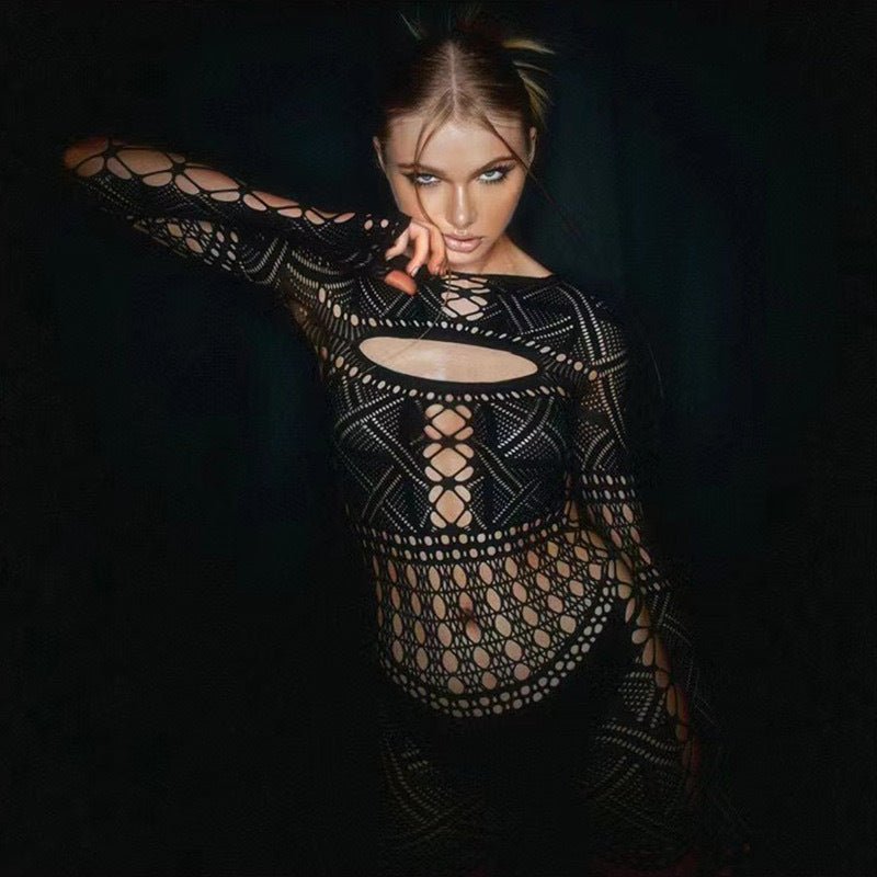 Fishnet Hollow Sheath Two - piece Set Fishnet Clothes - Sophinity