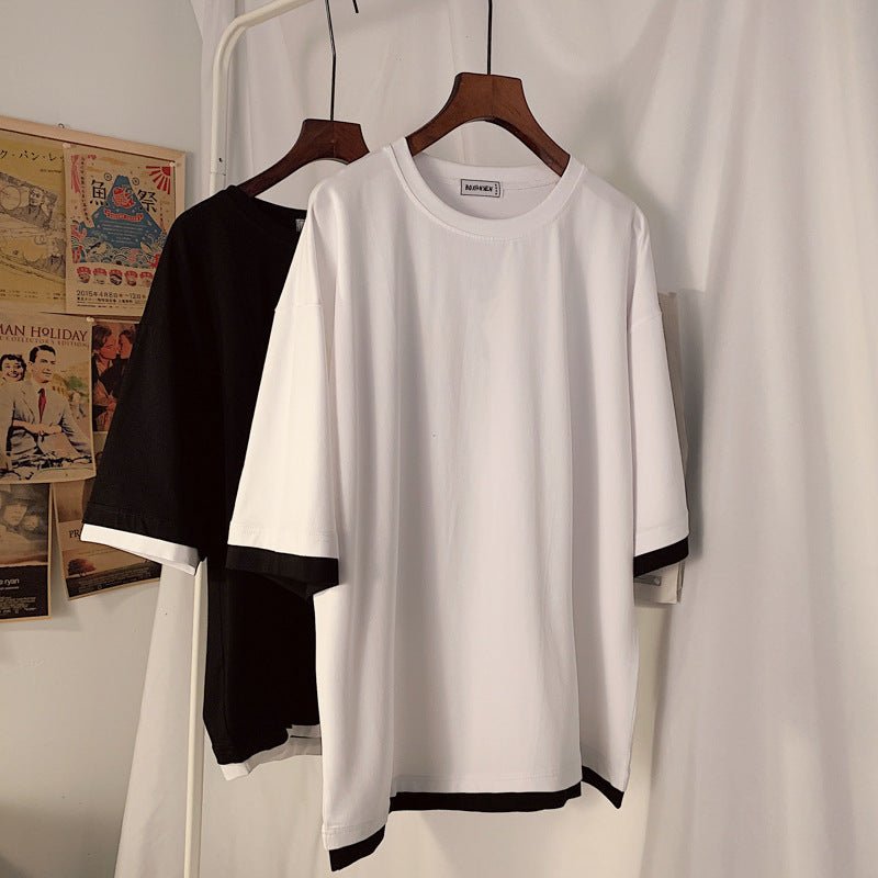 Short Sleeve Loose Lovers Wild Round Neck Half Sleeve Top - Sophinity