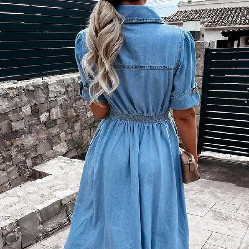 Women's Fashion Casual Denim Dress - Sophinity