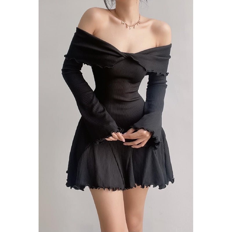 Off - shoulder Cross Long Sleeves Dress - Sophinity