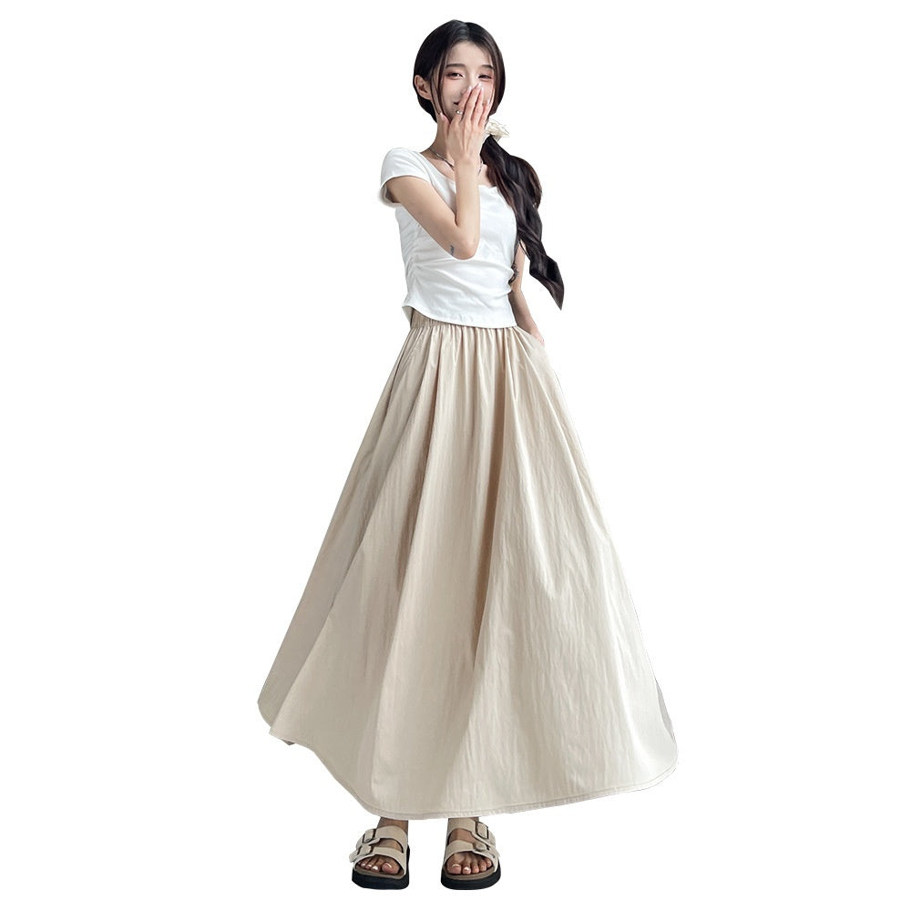 Summer High Waist A- Line Slimming Pleated Dress - Sophinity