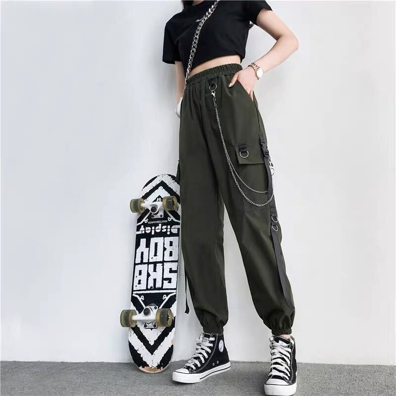 Women Cargo Pants Harem Pants Fashion Punk Pockets Jogger - Sophinity