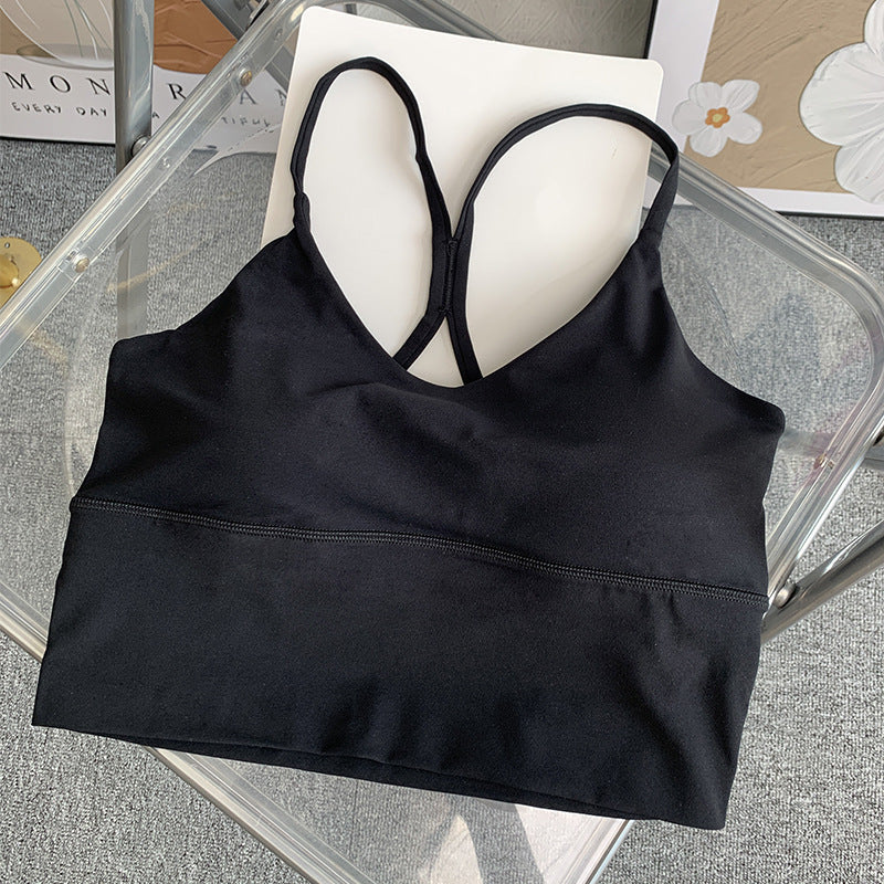 Women's Slim Shoulder Strap Solid Color Yoga Sports Vest - Sophinity