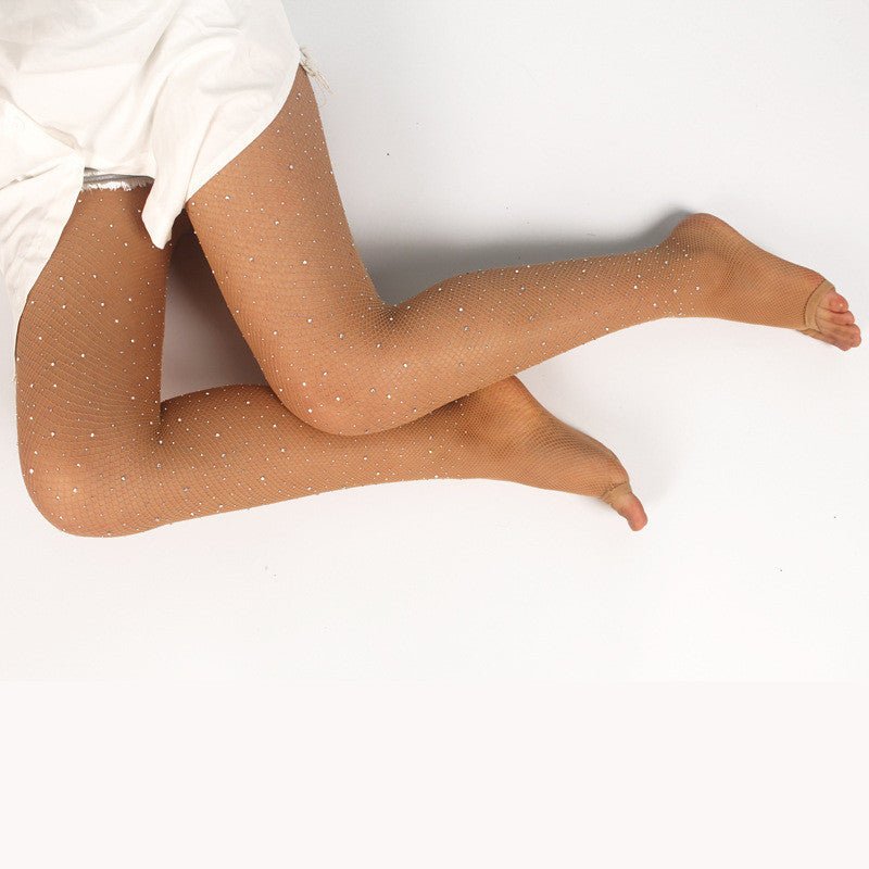 Women's Open Toe Rhinestone Romper Mesh Socks - Sophinity