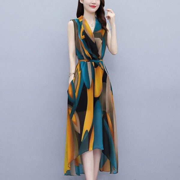 Plus Size Sleeveless Waist - tight Dress Women - Sophinity