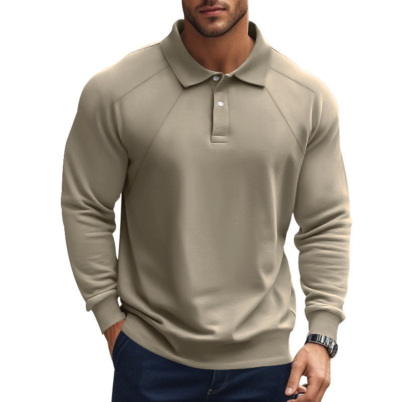 Spring And Autumn Polo Collar Solid Color Casual Bottoming American Polo Shirt Men - Sophinity