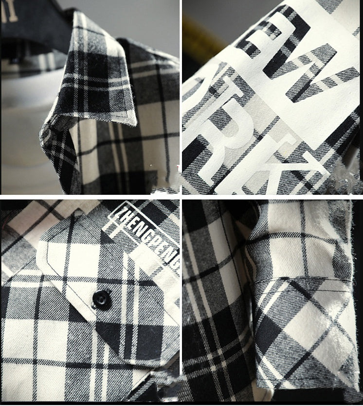 Men Casual Plaid Shirt Slim Fit - Sophinity