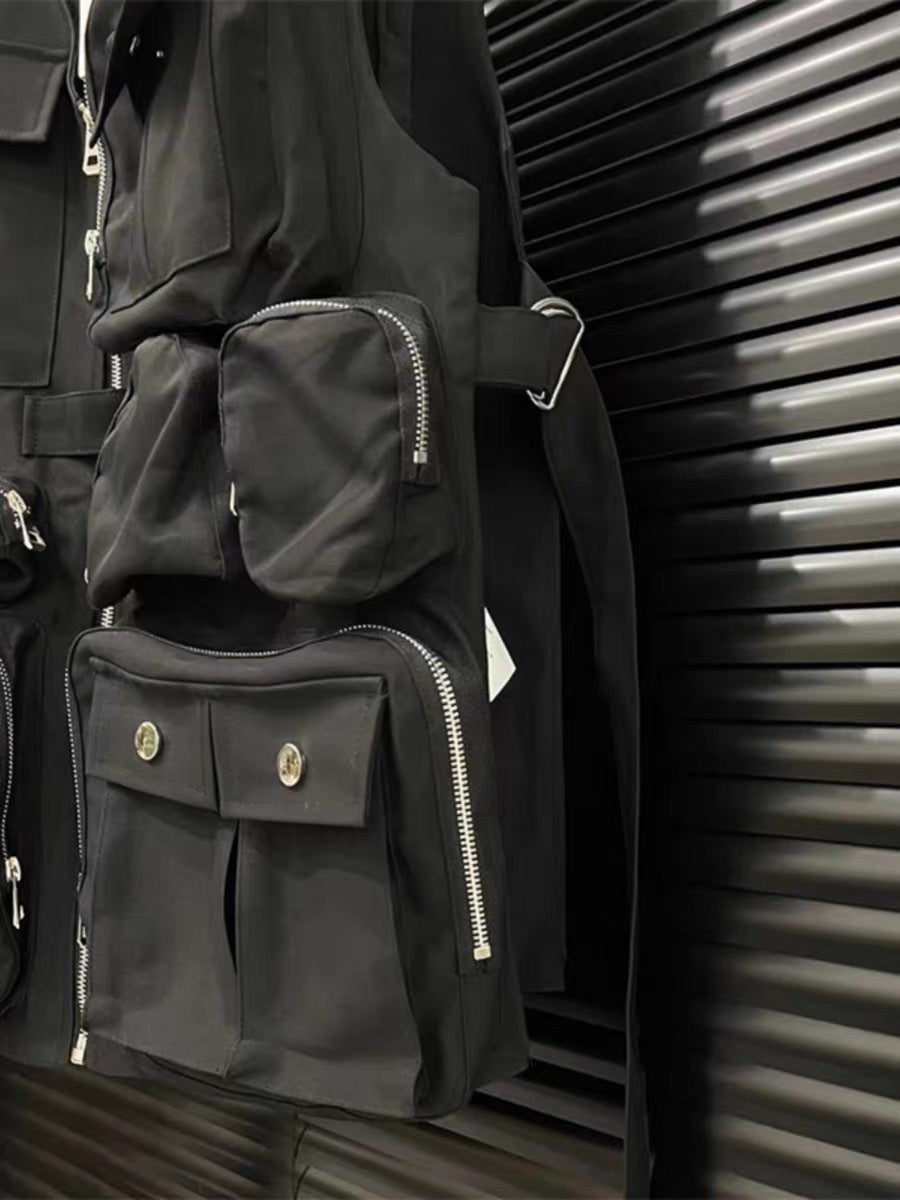 American Street Multi-pocket Mechanical Style Vest Coat