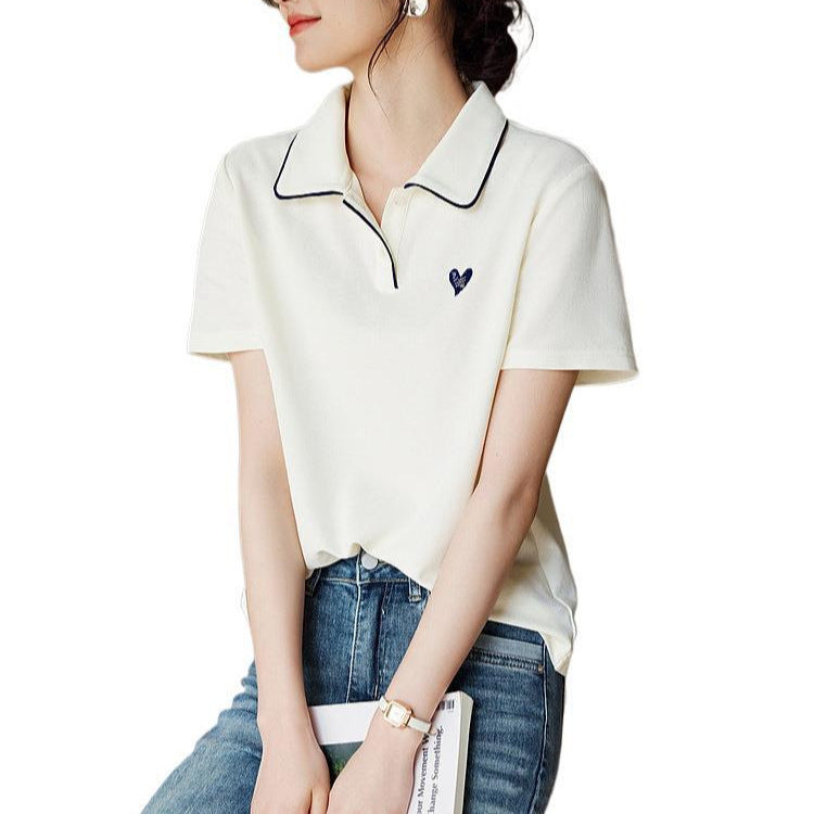 New Love Embroidered Lapel Casual Versatile Slimming Shirt - Sophinity