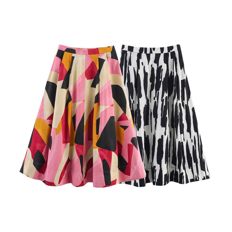 Spring And Summer Square Printing Midi Dress - Sophinity