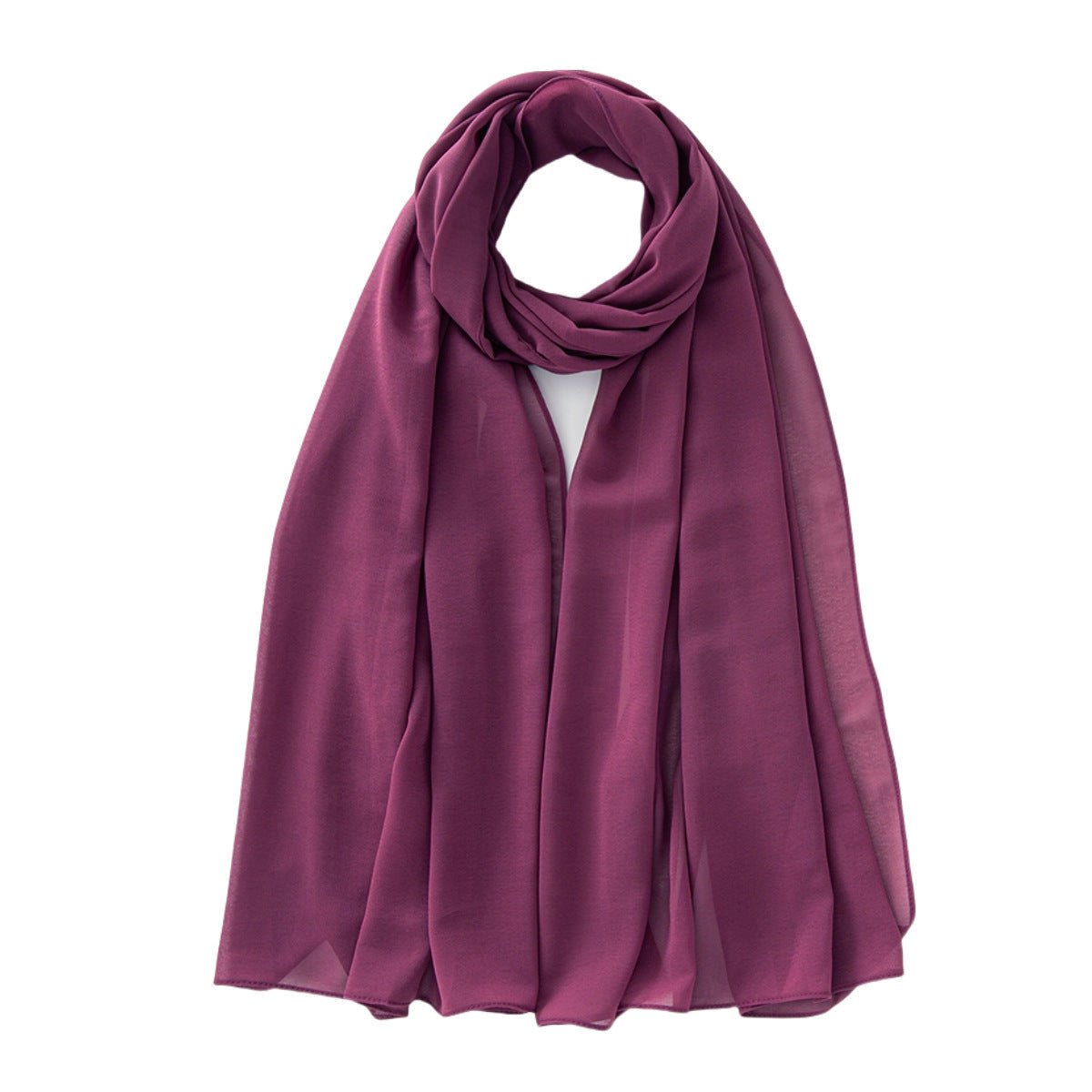 Women's Pure Color Pearl Chiffon Bubble Scarf Gauze Scarf - Sophinity