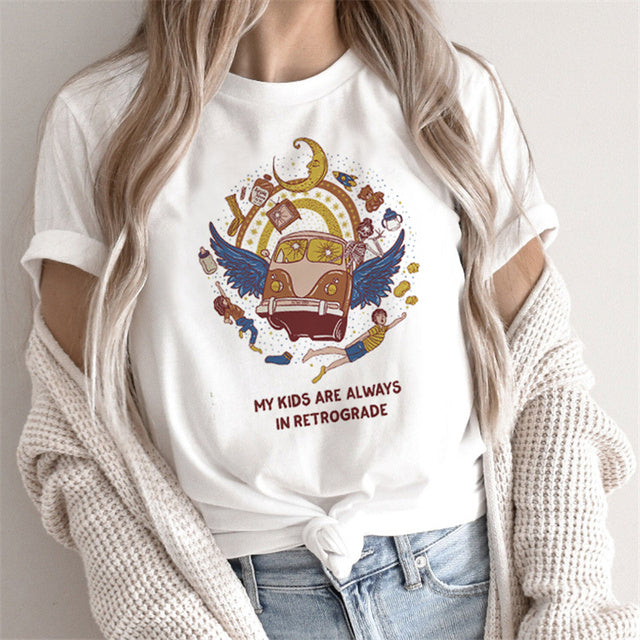 Fashion Tarot Women Print T-shirts Female Cartoon Tops - Sophinity
