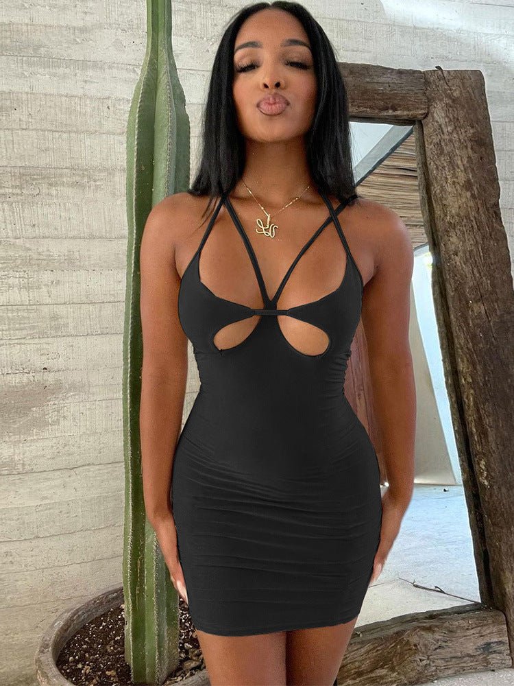 Slim Fit Waist - tight Hot Girl Hollow Dress - Sophinity