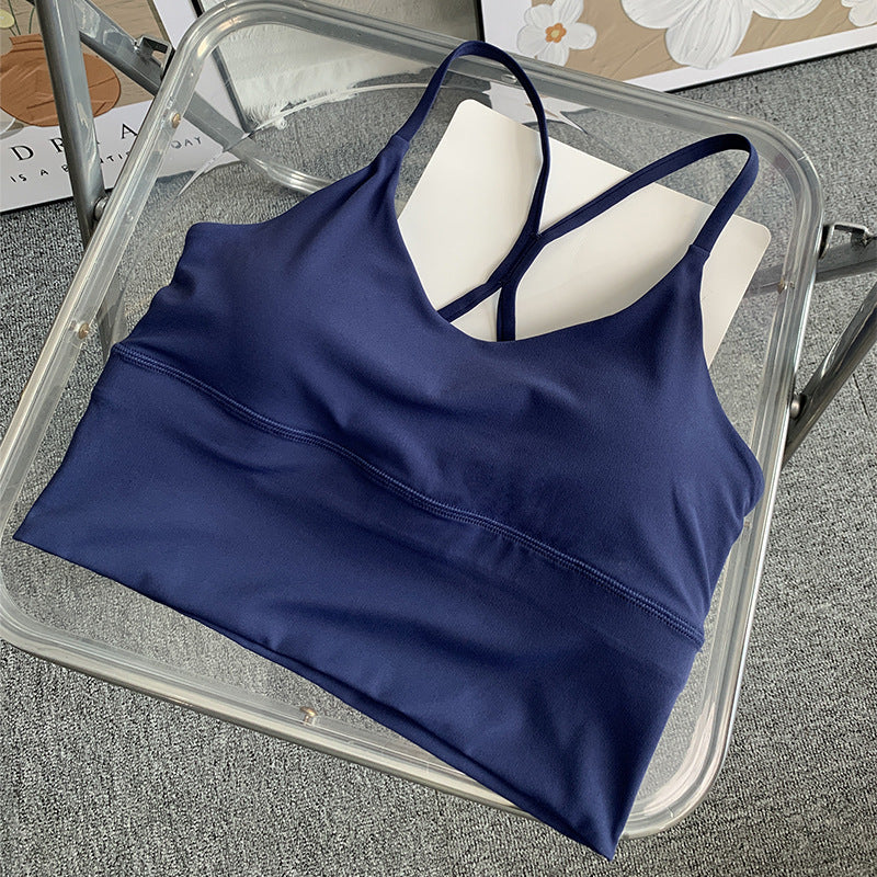 Women's Slim Shoulder Strap Solid Color Yoga Sports Vest - Sophinity