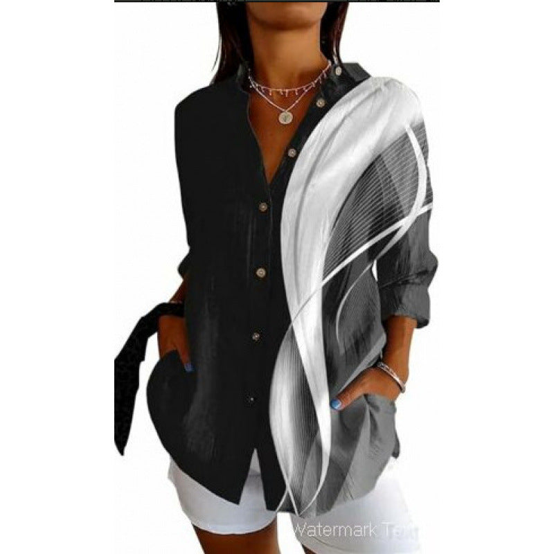 Printed Autumn Leisure Loose Shirt Women's Top - Sophinity