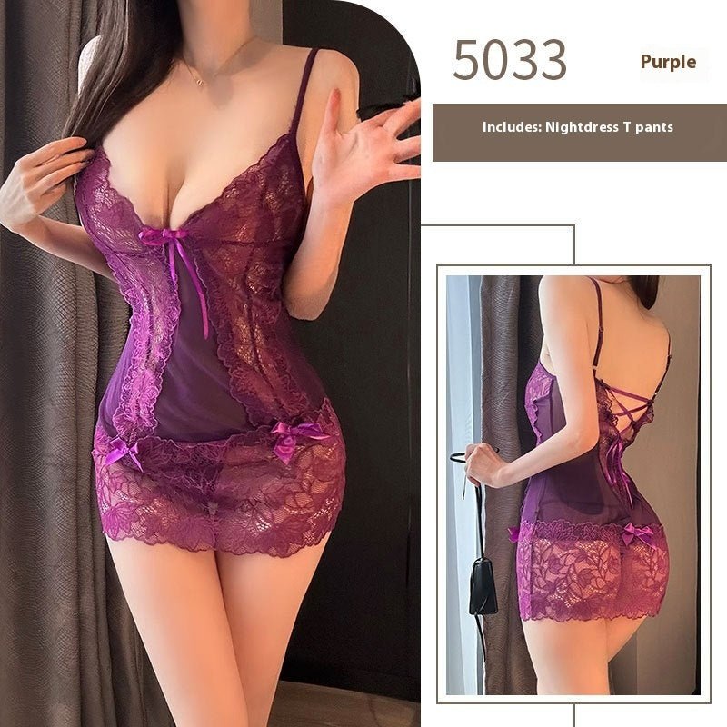 Pure Desire Sling Sleeping Empty Lace Transparent Bed Skirt - Sophinity
