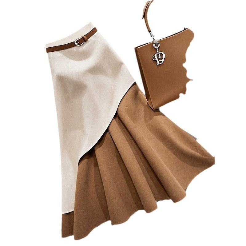 Women's Winter Brown Contrast Skirt - Sophinity