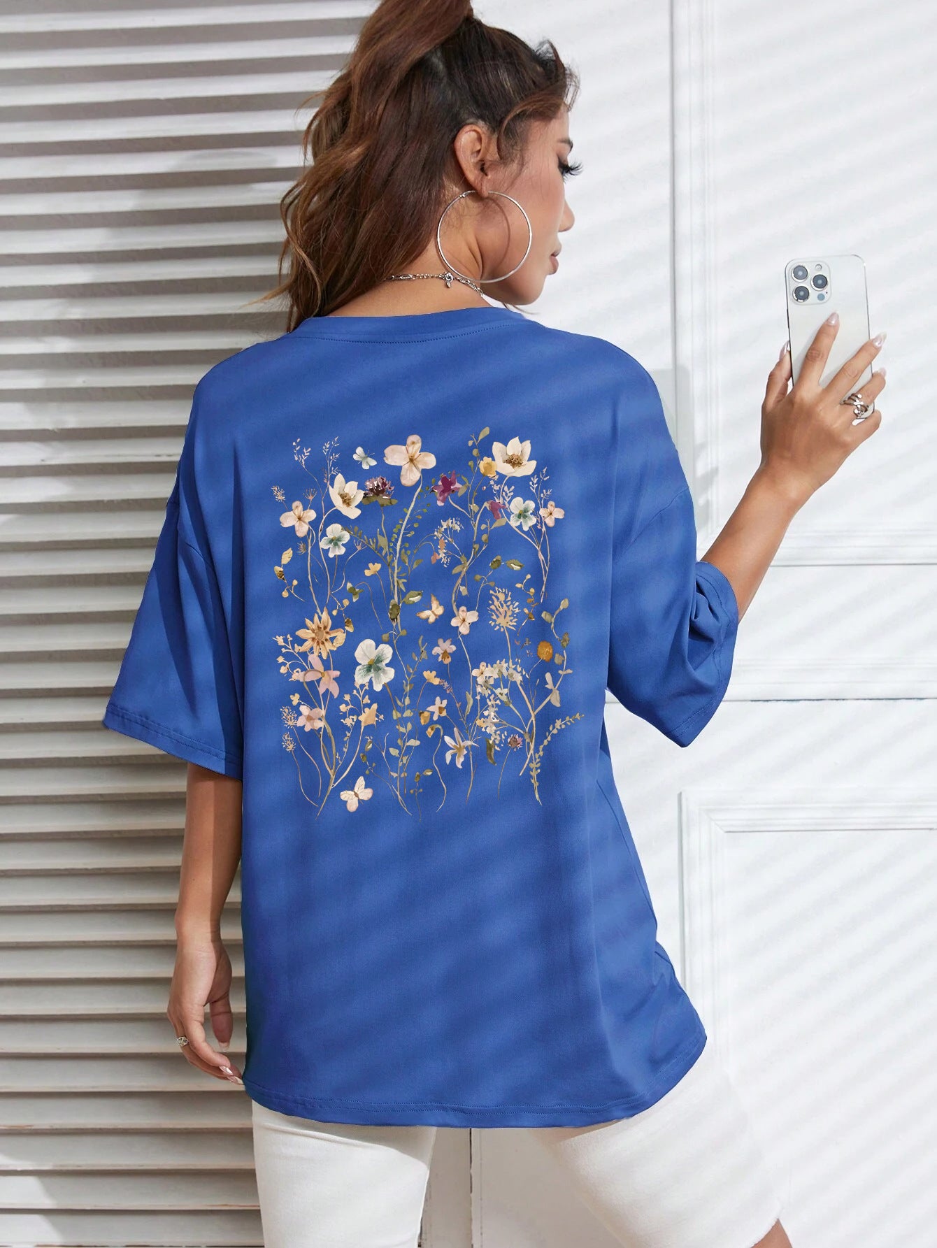 Beautiful Flower Clusters Print Cotton Women T-shirts Casual - Sophinity