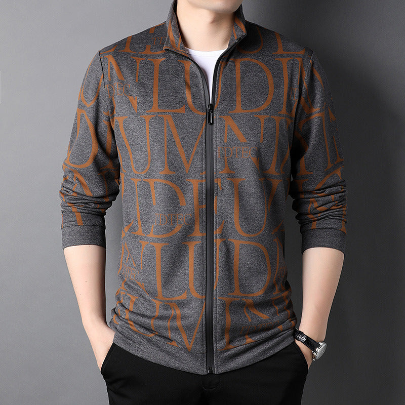 Stylish athleisure zip jacket featuring a modern design in gray and orange for casual wear