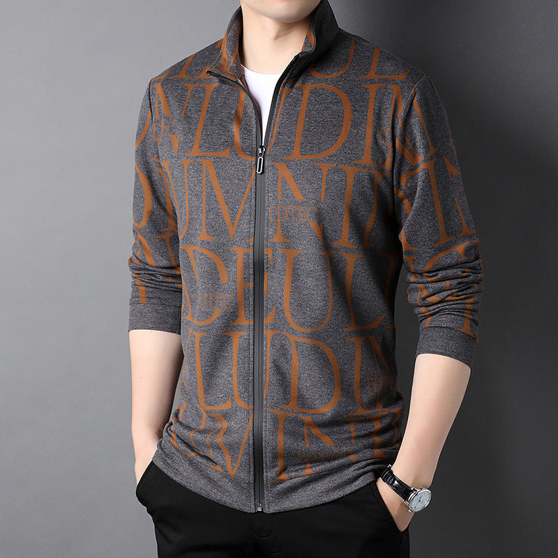 Stylish athleisure zip jacket in gray with bold lettering for comfortable and casual wear