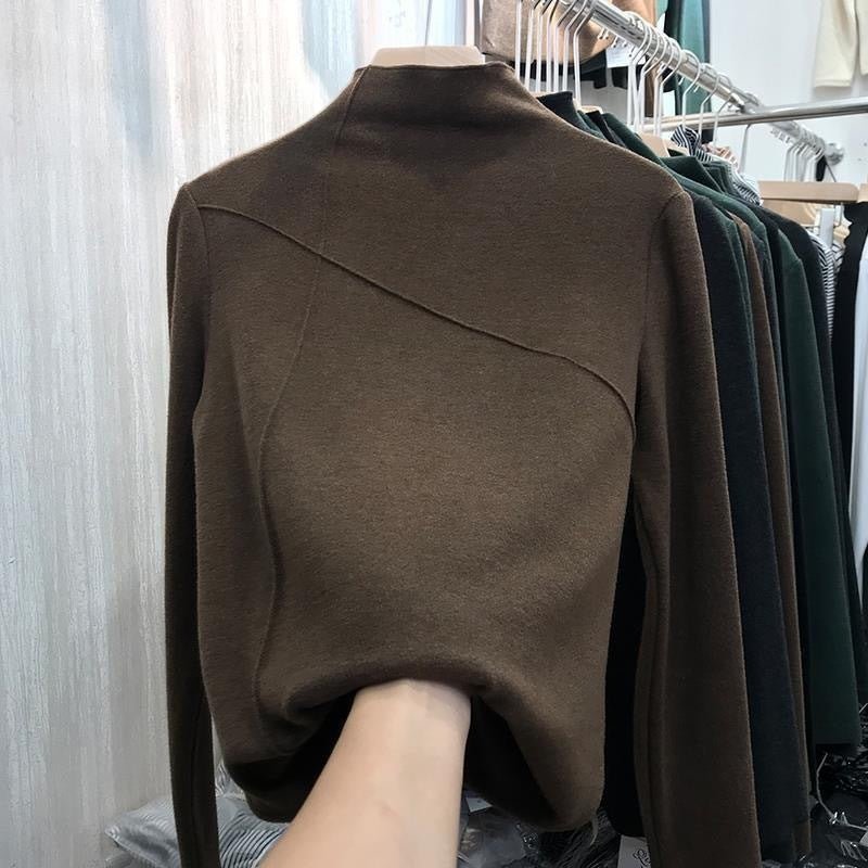 Dralon Half Turtleneck Bottoming Shirt Western Style Slim Fit Warm Long Sleeves - Sophinity