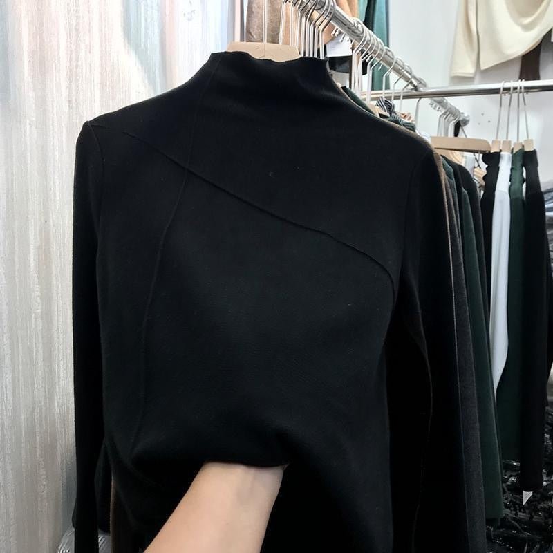 Dralon Half Turtleneck Bottoming Shirt Western Style Slim Fit Warm Long Sleeves - Sophinity