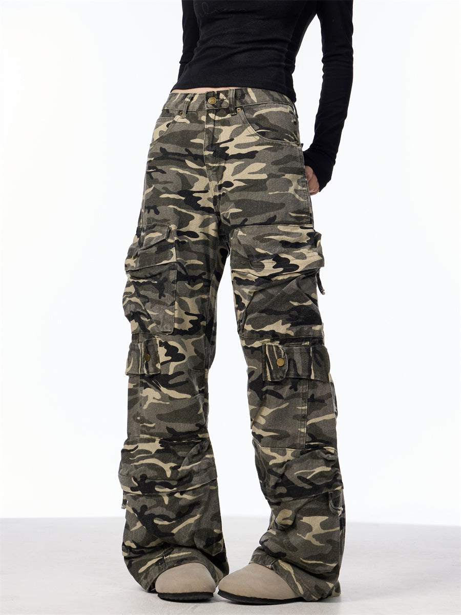 Retro Design Camouflage Cargo Pants Women - Sophinity